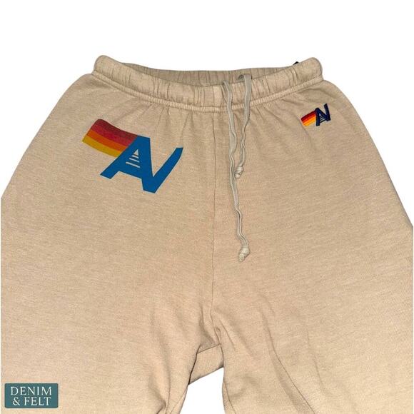Aviator Nation Logo Stitch Sweatpants/Joggers Sand Size S Beige Tri-Blend - Picture 8 of 15